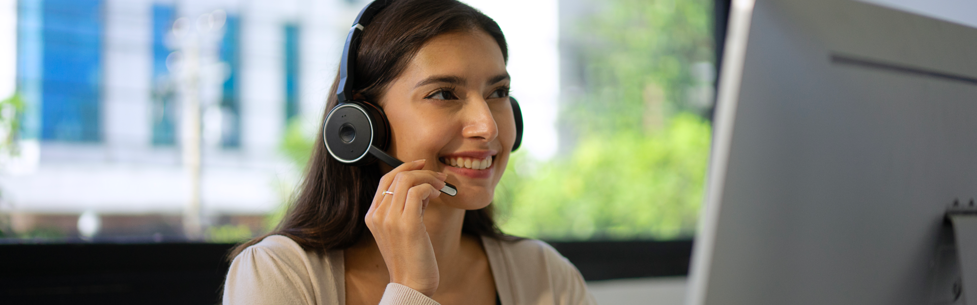 woman with headset